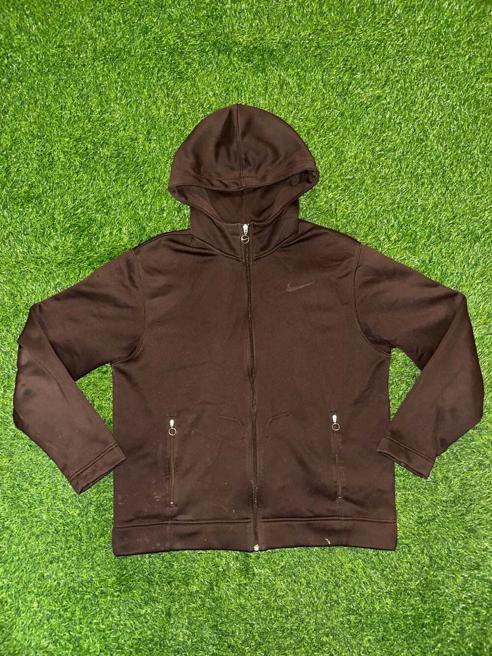 Nike Full-Zip Hoodie Size L Brown Polyester Jacket